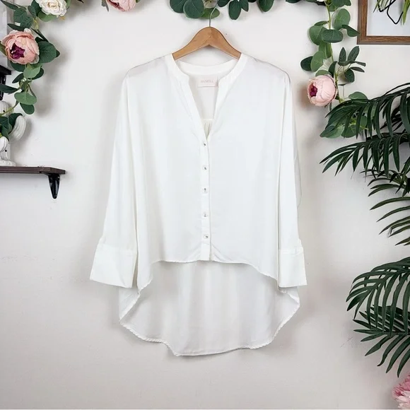 Sancia Long Sleeve White / Ivory Relaxed Fit Blouse Top Like New One Size - Picture 2 of 6
